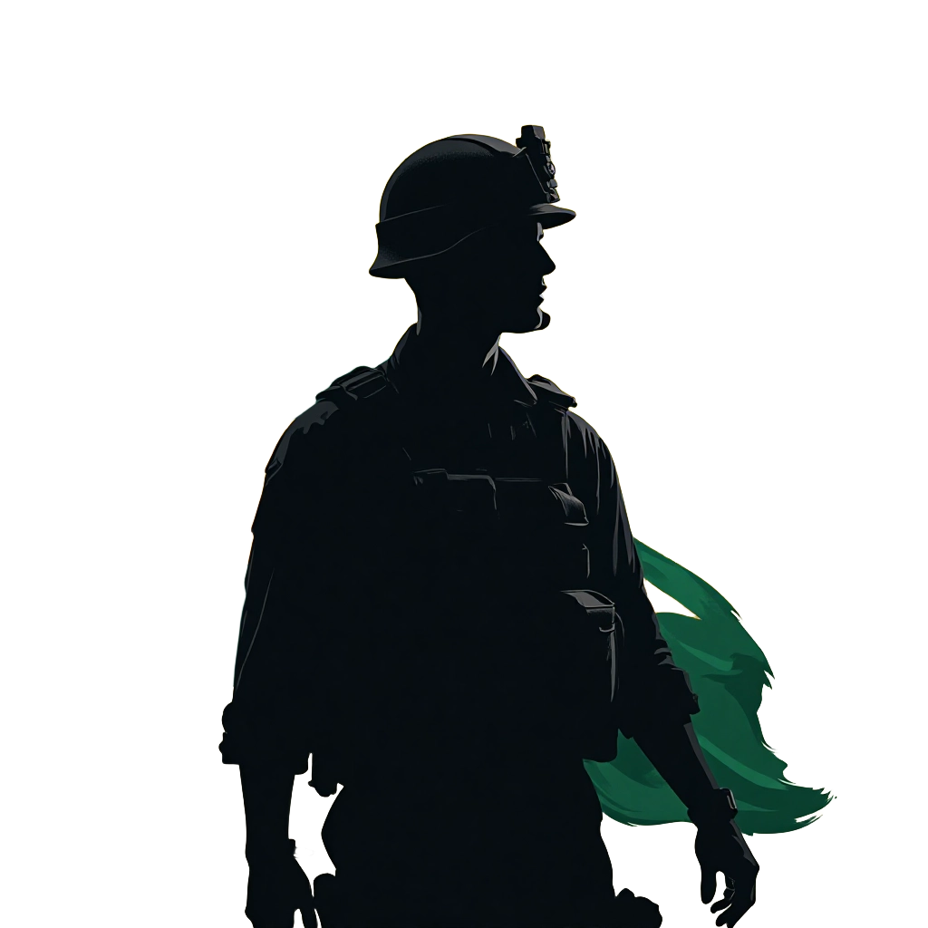 Silhouette of a Soldier with a Flag